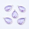 Silver Color Plated Brass Glass Drop Pendants X-GLAA-M006-A-14S-1