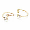 Brass Micro Pave Clear Cubic Zirconia Peg Bails Cuff Finger Ring Settings KK-S360-011-NF-2