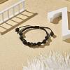 Natural Dyed & Heated Black Agate Round Braided Bead Bracelet BJEW-JB09184-2