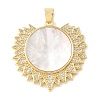 Brass Micro Pave Clear Cubic Zirconia & Natural White Shell Pendants CU-CBA6938-08G-01-1