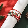 6Pcs Christmas Theme Polymer Clay Heishi Beads & Glass Seed Beaded Stretch Bracelets Set BJEW-TA00539-2