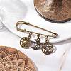 Tibetan Style Alloy Star Moon Sun Charms Kilt Pins Brooch JEWB-BR00172-2