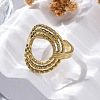 Oval 304 Stainless Steel Open Cuff Rings for Women RJEW-F174-05G-1