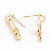 Brass Micro Pave Clear Cubic Zirconia Stud Earring Findings KK-S356-261-NF-3