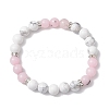 Natural Howlite & Plum Blossom Jasper Round Beaded Stretch Bracelets BJEW-TA00528-01-1