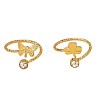 2Pcs 2 Styles Brass Crystal Rhinestone Butterfly Clover Cuff Toe Ring Sets FS-WG20A77-03-5