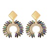 304 Stainless Steel Glass Dangle Stud Earrings EJEW-M095-12G-01-2