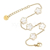 Flower Shell Link Chain Bracelets BJEW-K247-01G-06-2