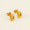 Chunk Letter 304 Stainless Steel Stud Earrings for Women EJEW-G386-01D-G-1