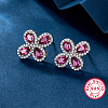 Elegant S925 Silver Floral Earrings with Diamonds WM8786-2-1