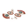 Rhinestone Double Evil Eye Dangle Stud Earrings with Acrylic Pearl Beaded LS-EJEW-J045-03C-KCG-3