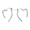 925 Sterling Silver Heart Stud Earrings EJEW-P296-23P-1