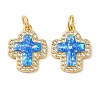 Rack Plating Brass Micro Pave Clear Cubic Zirconia Pendants KK-P268-12A-G-2