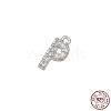 Real Platinum Plated Rhodium Plated 925 Sterling Silver Micro Pave Clear Cubic Zirconia Charms STER-P054-10P-P-1