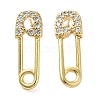 Rack Plating Brass Safety Pin Stud Earrings with Cubic Zirconia EJEW-D061-15G-1