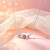 Brass Pave Purple Cubic Zirconia Flower Pendant Necklaces for Women WGF8B23-01-2