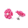 Daisy Glass Seed Beaded Stud Earrings EJEW-MZ00334-03-4