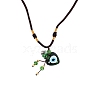 Evil Eye Handmade Lampwork Heart Shaped Perfume Essence Bottle Pendant Necklace PW-WG31D8D-04-1