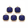 Dyed Natural Lapis Lazuli Square Pendants STAS-N109-211A-G-1