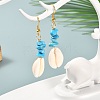 Natural Cowrie Shell Beads Dangle Earrings EJEW-JE04642-4