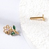 F136 Titanium Pave Pink and Green Cubic Zirconia Flower Internally Threaded Labrets ME-CBA9828-04G-3
