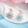 Handmade Glass Seed Beads Flower Dangle Stud Earrings EJEW-MZ00570-4