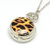 Alloy Porcelain Flat Round Pendant Necklace Pocket Watch WACH-N013-07I-2