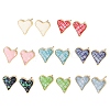 Brass Enamel Heart Stud Earrings EJEW-I322-08G-4