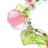 Glass & Resin & Acrylic Flower Charm Bracelet BJEW-JB09435-01-3
