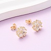 Brass Micro Pave Cubic Zirconia Flower Stud Earrings EJEW-H174-01B-G-1