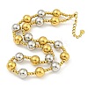 304 Stainless Steel & 201 Stainless Steel Round Beaded Necklaces for Women NJEW-G144-04C-GP-1