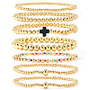 7Pcs Brass Round Beaded Bracelets for Women SB9067-7-1