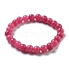 Natural Dyed Agate Imitation Rhodochrosite Beaded Stretch Bracelets for Women Men BJEW-F483-05-4