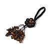 Flower Natural Tiger Eye Braided Thread Pendant Decorations HJEW-K046-04B-2