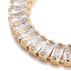 Brass Pave Clear Cubic Zirconia Rectangle Link Bracelets BJEW-YWC0002-11B-G-2