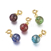 Handmade Gold Sand Lampwork Pendants HJEW-F006-02-G-1