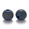 Painted Natural Wood Beads WOOD-N006-02B-12-2