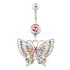Butterfly Rhinestone Charm Belly Ring BUER-PW0001-029A-1