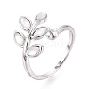 Leaf Shape Brass Shell Cuff Ring Settings KK-T076-63P-1