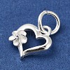 925 Sterling Silver Heart with Flower Charms STER-K180-10S-2