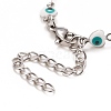 Enamel Heart with Evil Eye Link Chains Bracelet BJEW-P271-06P-01-3