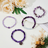 FIBLOOM 4Pcs 4 Style Natural Amethyst Beaded Stretch Bracelets Set BJEW-FI0001-58-3