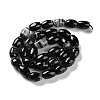 Natural Black Striped Agate/Banded Agate Beads Strand G-NH0019-C03-06-2