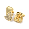 Heart Clear Cubic Zirconia Stud Earrings EJEW-N054-46G-2