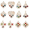 30Pcs 6 Styles Iron & Glass Pendants IFIN-FS0001-52-2