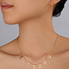 Fashionable 18K Gold Plated Stainless Steel Rectangle Pendant Necklace & Stud Earrings Set for Women VI5077-1