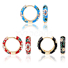 FIBLOOM 3 Pairs 3 Colors Brass Flower Pattern Hoop Earrings EJEW-FI0003-07-8