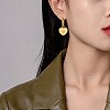 Titanium Steel Heart with Sun Dangle Hoop Earrings for Women JE921A-6