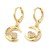 Moon Brass Micro Pave Clear Cubic Zirconia Hoop Earrings EJEW-Z162-01G-4