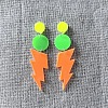 Flat Round with Lightning Bolt Acrylic Dangle Stud Earrings FS-WG93F7F-03-1